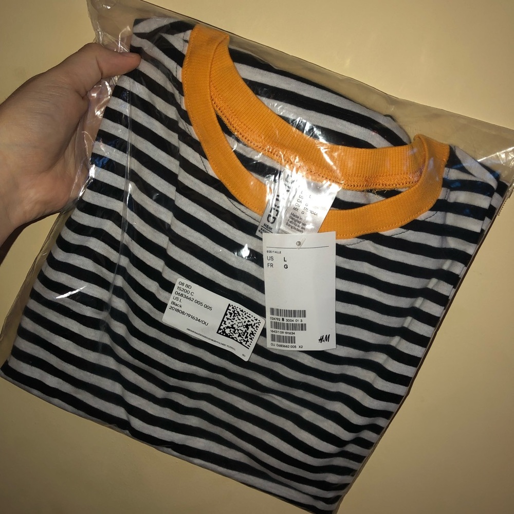 h&m striped jersey top 💛